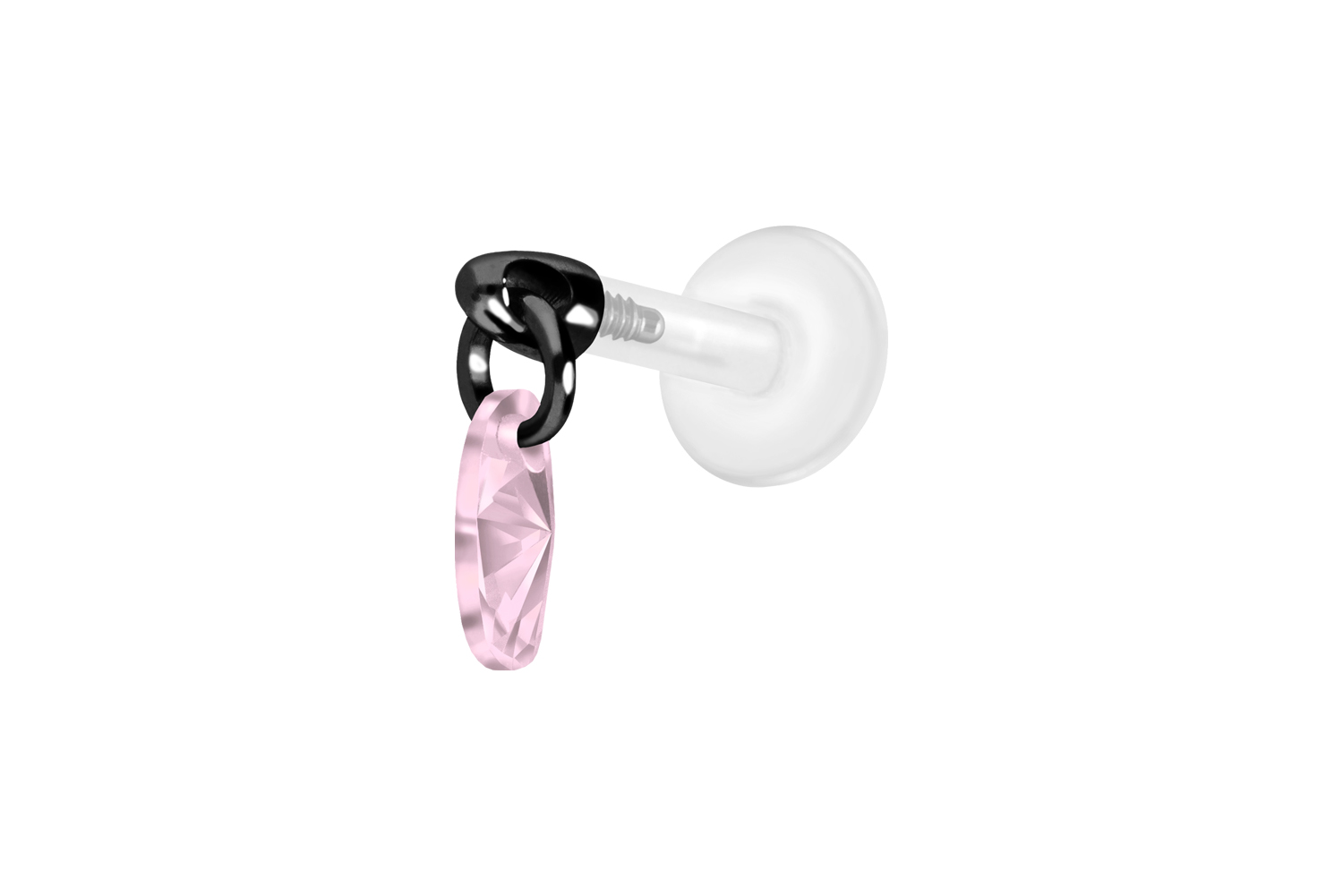 PTFE Labret Piercing mit Innengewinde + Titan-Aufsatz KRISTALLOVAL